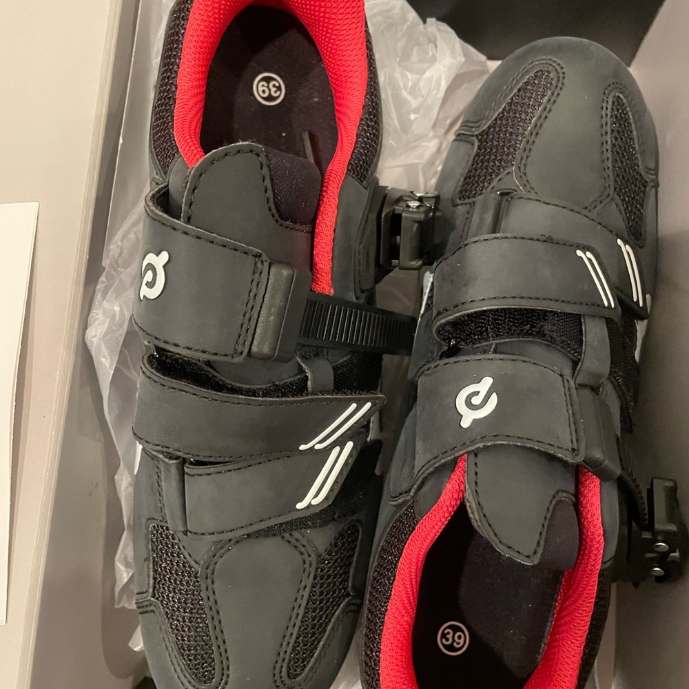 Peloton Black and Red Cycling Shoes
